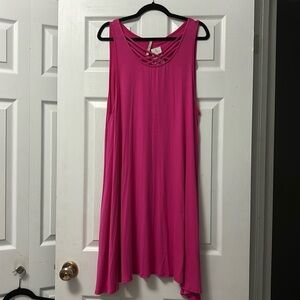NWT 2x sleeveless pink pocket dress